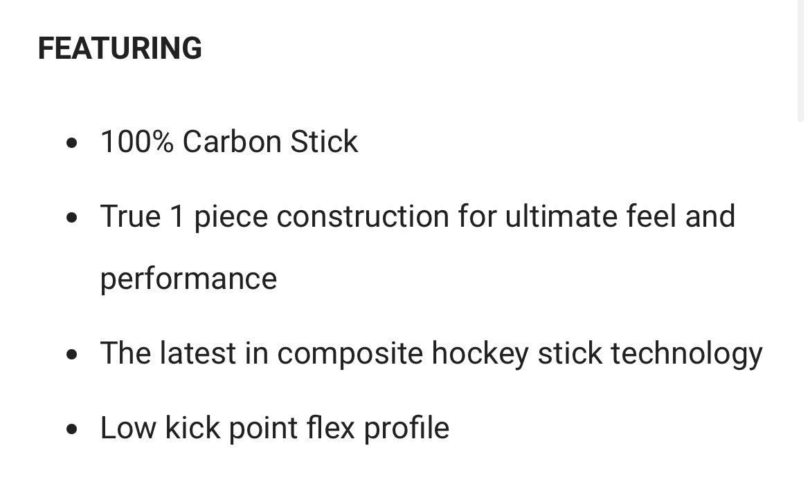 PRO BLACKOUT™ P28- 64" 85 Flex Left (EXTRA LITE) Sr. Hockey Stick
