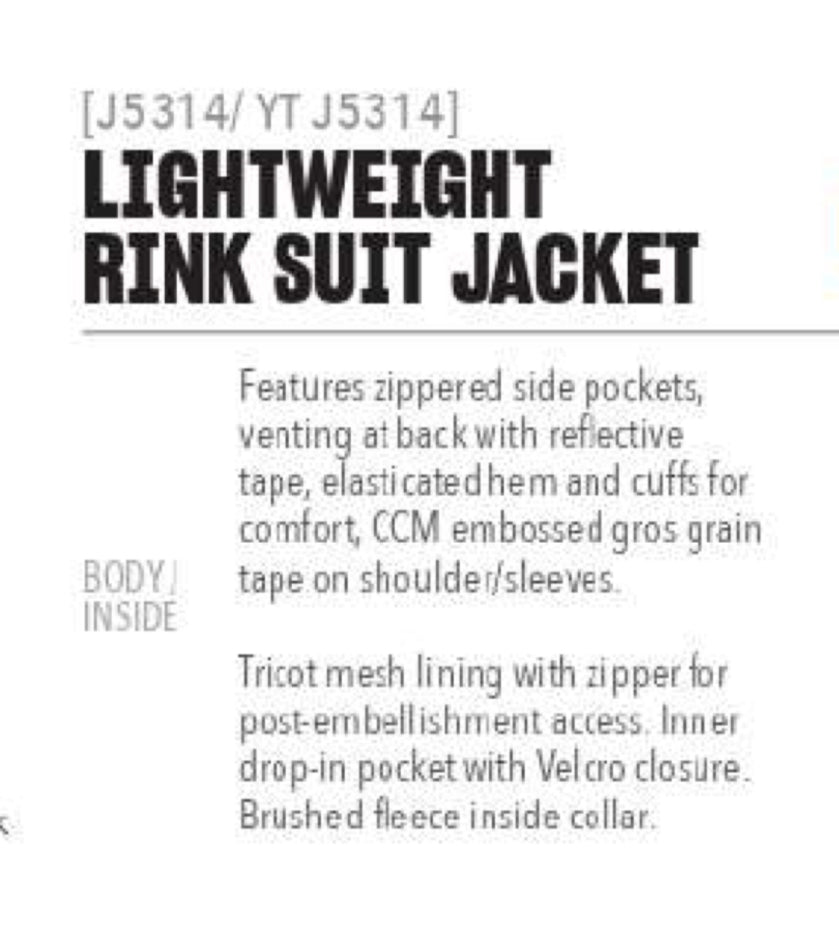 CCM Lightweight Rink Suit Jacket - Black - Large