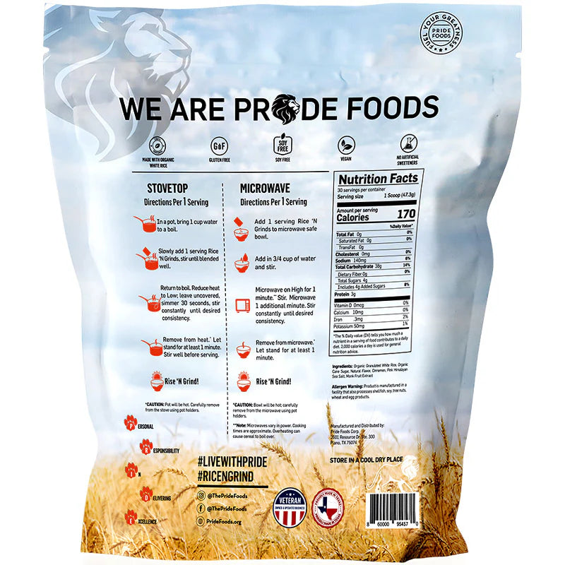 Rice 'N Grinds - Natural Hot Rice Cereal - BB 06/25